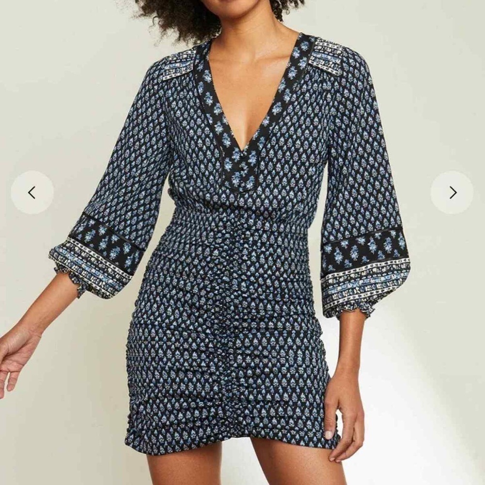 Veronica Beard Zaria Floral Minidress Blue Multicolor Sz 2​​​